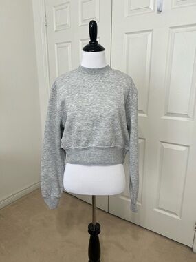 Cropped Heather Gray Crewneck Sweatshirt